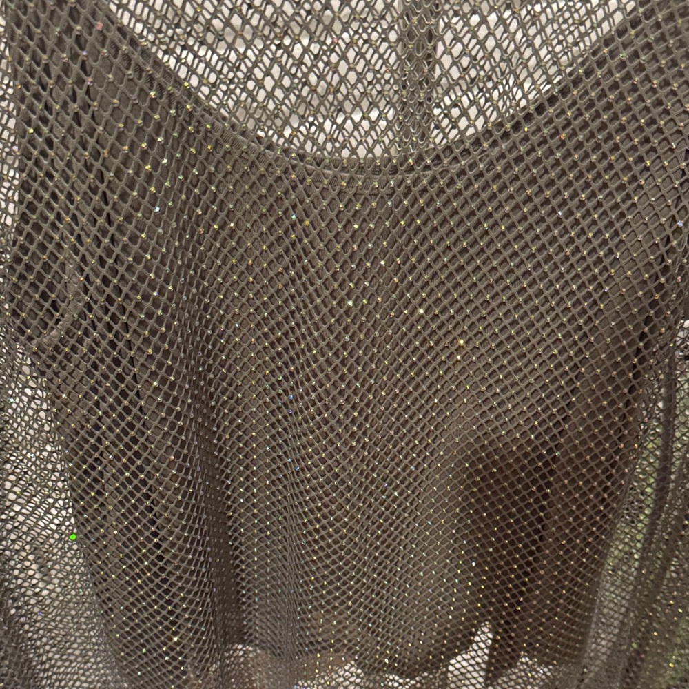 Anthropologie/ Sunday in Brooklyn Silver Beaded Fishnet Top - Picture 5 of 5